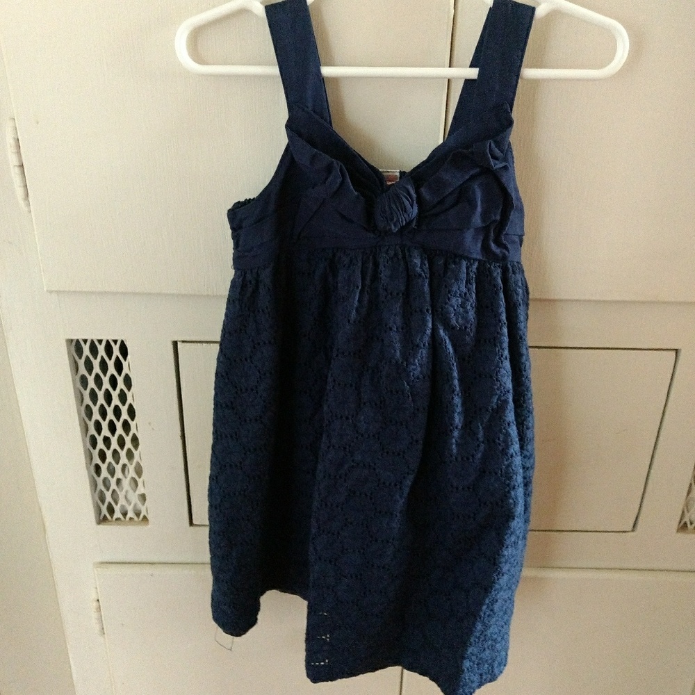 Navy and lace summer dress with bow.